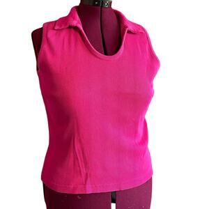 Womens Top Size XL Pink Tank Collar Business Casual Resort Wear Golf Tennis Work
